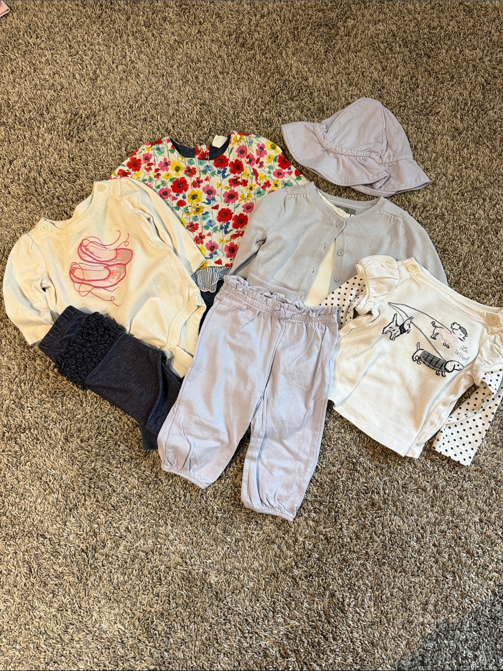 Baby Gap Girls Multi-Piece Outfit Set - Floral, Lavender & Cream